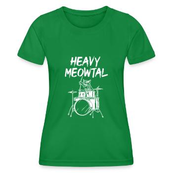 Heavy Meowtal Batteur Chat - T-shirt sport Femme - vert - Devant - AI Model Female 172 dark (172cm)