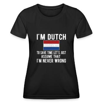 Pays-Bas néerlandais Drapeau néerlandais - T-shirt sport Femme - noir - Devant - AI Model Female 172 light (172cm)