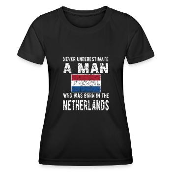 Pays-Bas néerlandais Drapeau néerlandais - T-shirt sport Femme - noir - Devant - AI Model Female 172 light (172cm)