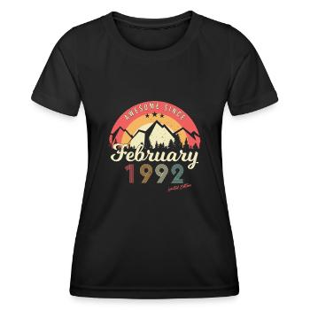 Geschenkidee Vintage Februar 1992 - Frauen Funktions-T-Shirt - Schwarz - Vorne - AI Model Female 172 light (172cm)