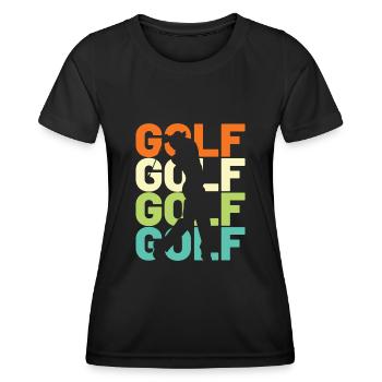 Golf Golfer Retro - Frauen Funktions-T-Shirt - Schwarz - Vorne - AI Model Female 172 light (172cm)