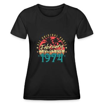 February 1974 Retro Original - Women's Functional T-Shirt - black - Front - AI Model Female 172 light (172cm)