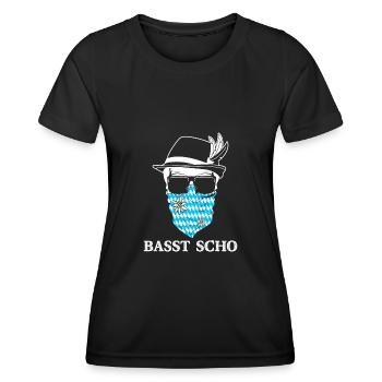 Basst Scho Bayern bayrischer Dialekt - Frauen Funktions-T-Shirt - Schwarz - Vorne - AI Model Female 172 light (172cm)