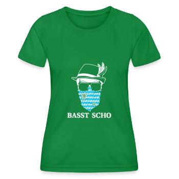 Basst Scho Bayern bayrischer Dialekt - Frauen Funktions-T-Shirt - Kelly Green - Vorne - AI Model Female 172 dark (172cm)
