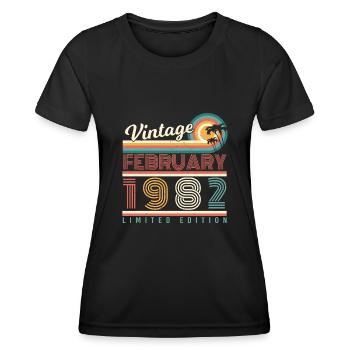 Né en février 1982 Vintage - T-shirt sport Femme - noir - Devant - AI Model Female 172 light (172cm)