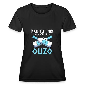 Der Tut Nix Der Will Nur Ouzo Saufen Griechisch - Frauen Funktions-T-Shirt - Schwarz - Vorne - AI Model Female 172 light (172cm)