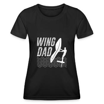 Wing Dad Wing Foiler Wing Surfer Vater Papa - Frauen Funktions-T-Shirt - Schwarz - Vorne - AI Model Female 172 light (172cm)