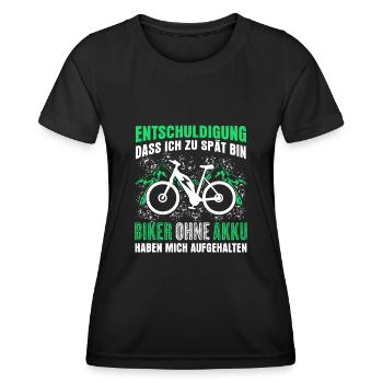 E-Bike Akku Fahrrad E-Biker EBike - Frauen Funktions-T-Shirt - Schwarz - Vorne - AI Model Female 172 light (172cm)