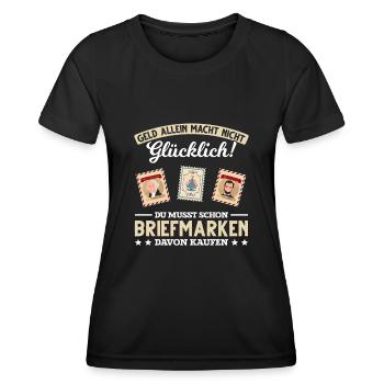 Briefmarken lustiger Spruch Briefmarken Sammler Po - Frauen Funktions-T-Shirt - Schwarz - Vorne - AI Model Female 172 light (172cm)
