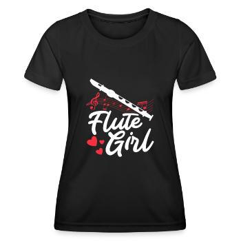 Fetus Players Flute Recorder Music Gifts - Women's Functional T-Shirt - black - Front - AI Model Female 172 light (172cm)