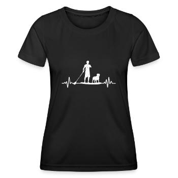 Stand Up Paddling mit Hund Surfboard SUP Stand Up - Frauen Funktions-T-Shirt - Schwarz - Vorne - AI Model Female 172 light (172cm)