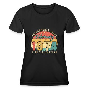 Février 1974 Unstoppable Vintage - T-shirt sport Femme - noir - Devant - AI Model Female 172 light (172cm)