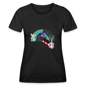Eisenbahn Übergang Schranke Eisenbahner - Frauen Funktions-T-Shirt - Schwarz - Vorne - AI Model Female 172 light (172cm)