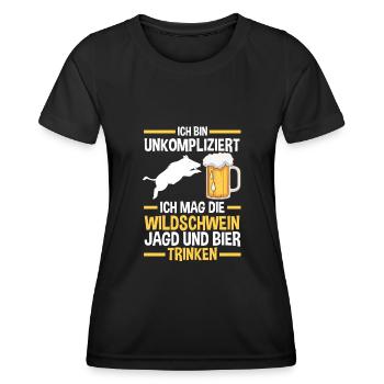 Jäger Wildschweinjagd Bier Jagd - Frauen Funktions-T-Shirt - Schwarz - Vorne - AI Model Female 172 light (172cm)