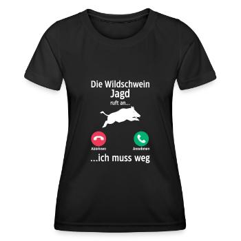 Jäger Wildschweinjäger Jagd - Frauen Funktions-T-Shirt - Schwarz - Vorne - AI Model Female 172 light (172cm)