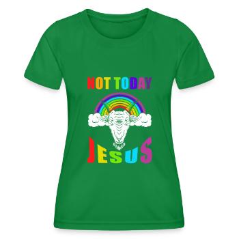 Pas aujourd’hui Jésus - T-shirt sport Femme - vert - Devant - AI Model Female 172 dark (172cm)
