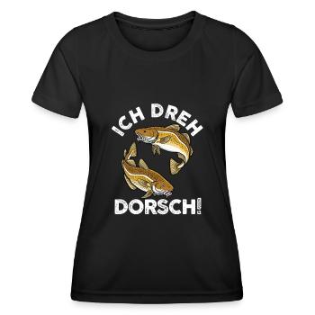 Angeln Angler Dorsch Fischer - Frauen Funktions-T-Shirt - Schwarz - Vorne - AI Model Female 172 light (172cm)