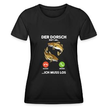 Angeln Angler Dorsch Fischer - Frauen Funktions-T-Shirt - Schwarz - Vorne - AI Model Female 172 light (172cm)
