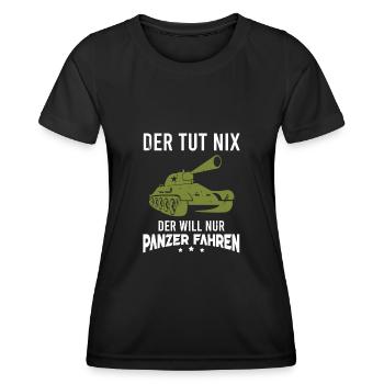 Panzer Der Tut Nix Der Will Nur Panzer Fahren - Frauen Funktions-T-Shirt - Schwarz - Vorne - AI Model Female 172 light (172cm)