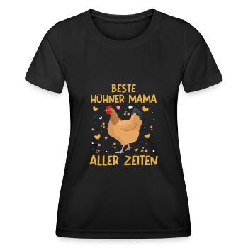 Beste Hühner Mama aller Zeiten - Frauen Funktions-T-Shirt - Schwarz - Vorne - AI Model Female 172 light (172cm)