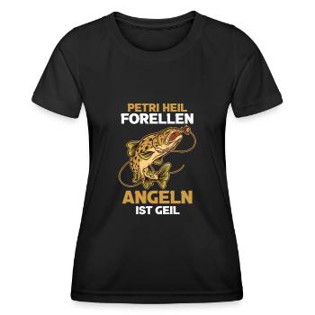 Angeln Angler Petri Heil Forellen Fischer - Frauen Funktions-T-Shirt - Schwarz - Vorne - AI Model Female 172 light (172cm)