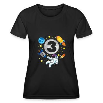 Astronaut | Space | 3th Bday | 3 Years Old Bday - Women's Functional T-Shirt - black - Front - AI Model Female 172 light (172cm)