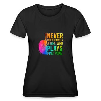 Ping Pong Table Tennis Fille - T-shirt sport Femme - noir - Devant - AI Model Female 172 light (172cm)