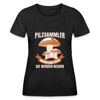 Pilzsammler Pilz Pilzsucher Pilze - Frauen Funktions-T-Shirt - Schwarz - Vorne - AI Model Female 172 light (172cm)