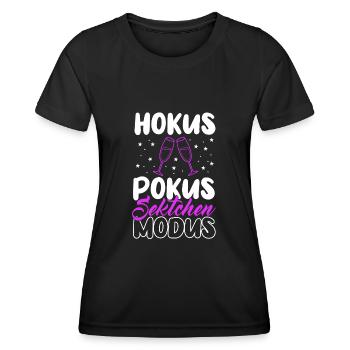 Hokus Pokus Sektchen Modus , Sekt - Frauen Funktions-T-Shirt - Schwarz - Vorne - AI Model Female 172 light (172cm)