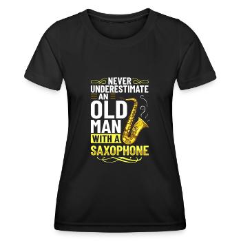 Saxophon Saxofon Musiker Tenor Instrument Anfänger - Frauen Funktions-T-Shirt - Schwarz - Vorne - AI Model Female 172 light (172cm)