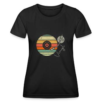 Vinyle Retro - Disque LP - T-shirt sport Femme - noir - Devant - AI Model Female 172 light (172cm)