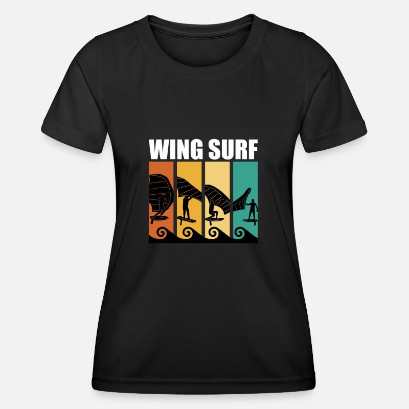 Retro Wing Surf Wing Foil Wing Foil - Women's Functional T-Shirt - black