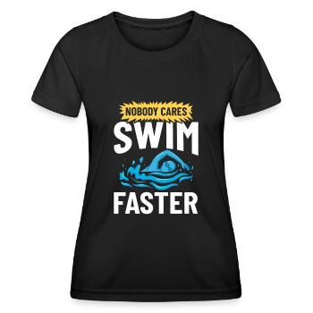 Schwimmen Trainer Pool Schwimmer Lektion - Frauen Funktions-T-Shirt - Schwarz - Vorne - AI Model Female 172 light (172cm)