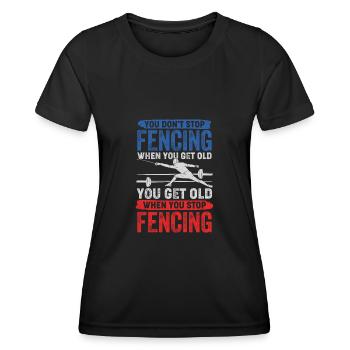 Fechten Sportfechten Alter Mann Fechter Geschenk - Frauen Funktions-T-Shirt - Schwarz - Vorne - AI Model Female 172 light (172cm)