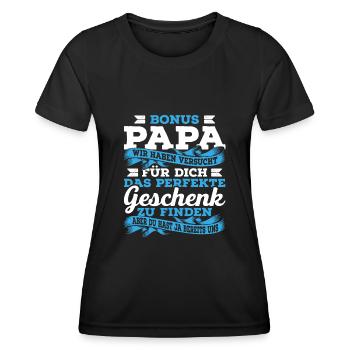Bonus Papa Stiefvater Stiefpapa Vatertag Geschenk - Frauen Funktions-T-Shirt - Schwarz - Vorne - AI Model Female 172 light (172cm)