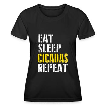 eat sleep cicadas repeat for men - Frauen Funktions-T-Shirt - Schwarz - Vorne - AI Model Female 172 light (172cm)