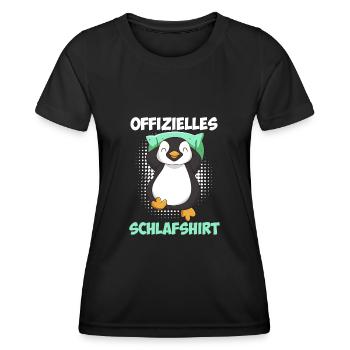 Pinguin Schlafshirt offizielles Schlaf - Frauen Funktions-T-Shirt - Schwarz - Vorne - AI Model Female 172 light (172cm)