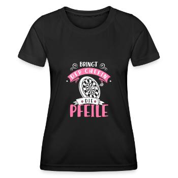 Bringt Der Chefin Die Pfeile Dart - Frauen Funktions-T-Shirt - Schwarz - Vorne - AI Model Female 172 light (172cm)