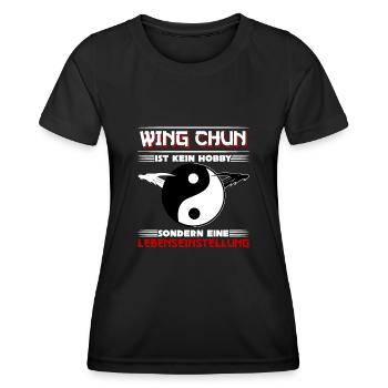 Wing Chun Kung Fu Sport Ving Tsun - Frauen Funktions-T-Shirt - Schwarz - Vorne - AI Model Female 172 light (172cm)