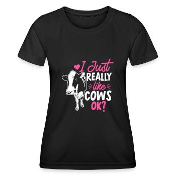 Farmer Cow lover Dairy farmer Cow breeding - Women's Functional T-Shirt - black - Front - AI Model Female 172 light (172cm)