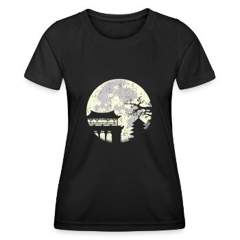 Japanese temples with moon - Women's Functional T-Shirt - black - Front - AI Model Female 172 light (172cm)