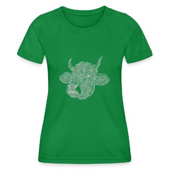 Cow Farm Farmer Imprint Animal motif printed - Women's Functional T-Shirt - kelly green - Front - AI Model Female 172 dark (172cm)