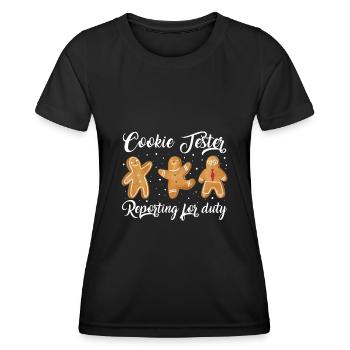 Cuisson biscuits Famille de biscuits de Noël - T-shirt sport Femme - noir - Devant - AI Model Female 172 light (172cm)