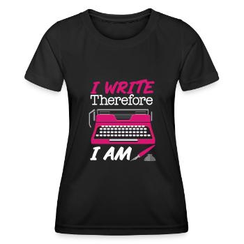Écrire un roman à la machine à écrire Écrivain & - T-shirt sport Femme - noir - Devant - AI Model Female 172 light (172cm)
