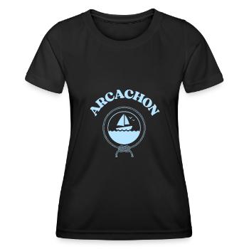 arcachon bateau bassin d'arcachon homme ocean - T-shirt sport Femme - noir - Devant - AI Model Female 172 light (172cm)
