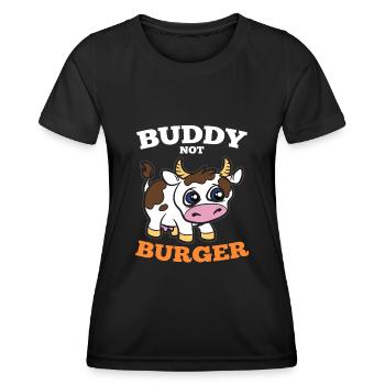 Kumpel nicht Burger süßes Kuh Kalb Kalb - Frauen Funktions-T-Shirt - Schwarz - Vorne - AI Model Female 172 light (172cm)