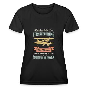 Reichet mir die fernsteuerung Modellflugzeug - Frauen Funktions-T-Shirt - Schwarz - Vorne - AI Model Female 172 light (172cm)