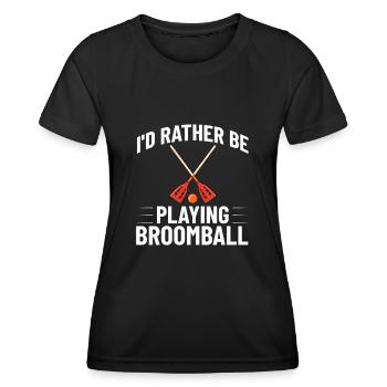 Broomball Stock Jeu de joueur de balle Jeu de joueur - T-shirt sport Femme - noir - Devant - AI Model Female 172 light (172cm)