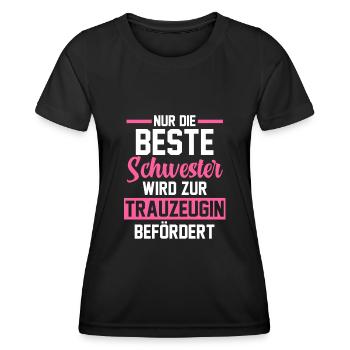 Schwester Trauzeugin - Frauen Funktions-T-Shirt - Schwarz - Vorne - AI Model Female 172 light (172cm)