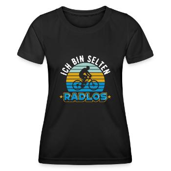 Fahrrad | Ich bin selten Radlos - Frauen Funktions-T-Shirt - Schwarz - Vorne - AI Model Female 172 light (172cm)